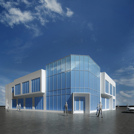 Showroom 3d Blue Commerericial Steel Building Showroom